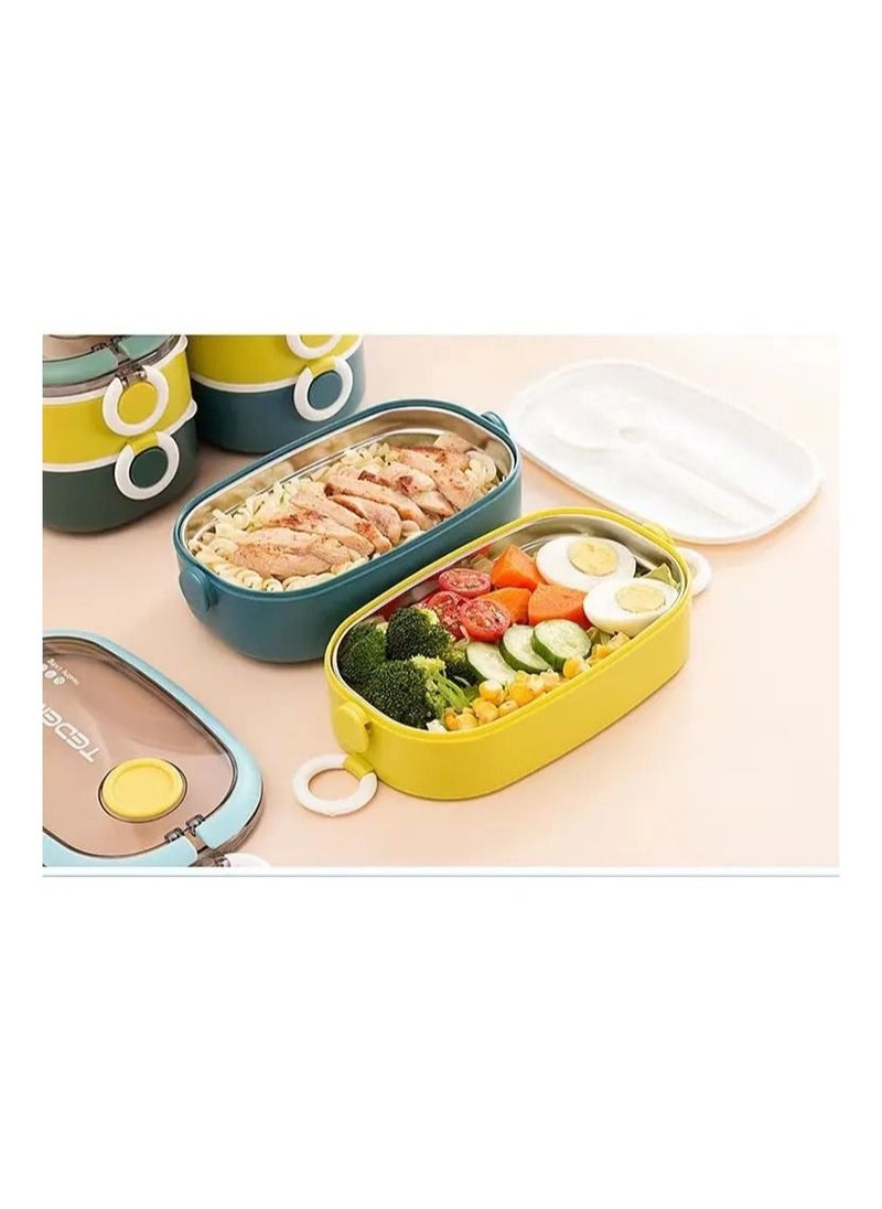 HOMIO - Two-Layer Stainless Steel Lunch Box – BPA-Free Double-Layer Food Container | Square Model | Leakproof & Portable | Hot & Cold Meal Storage for Office, School, Travel - Image 1