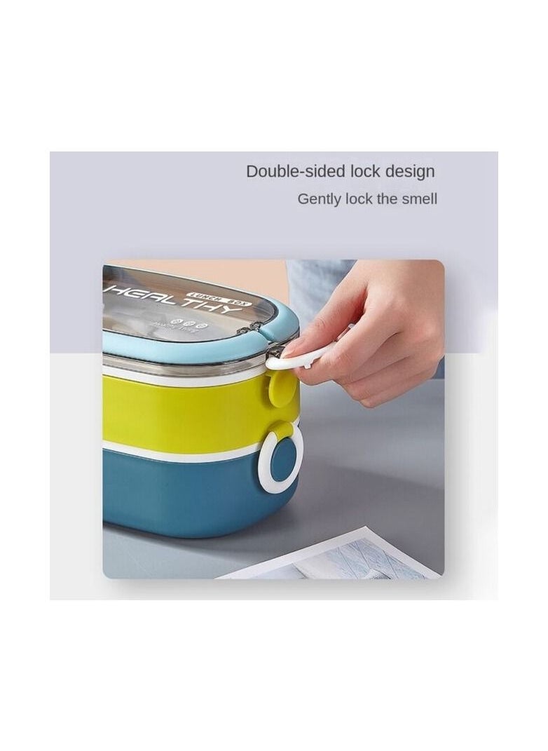 HOMIO - Two-Layer Stainless Steel Lunch Box – BPA-Free Double-Layer Food Container | Square Model | Leakproof & Portable | Hot & Cold Meal Storage for Office, School, Travel - Image 1