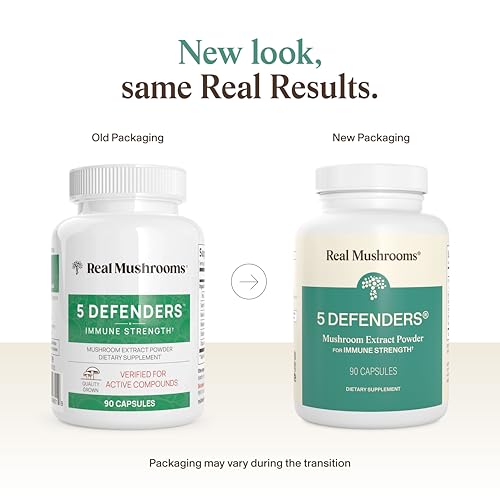 Real Mushrooms 5 Defenders Adaptogenic Mushrooms Complex with Chaga Reishi Turkey Tail Maitake Shiitake for Wellness Support Mushroom Beta Glucan Capsules 90 Count - Image 5