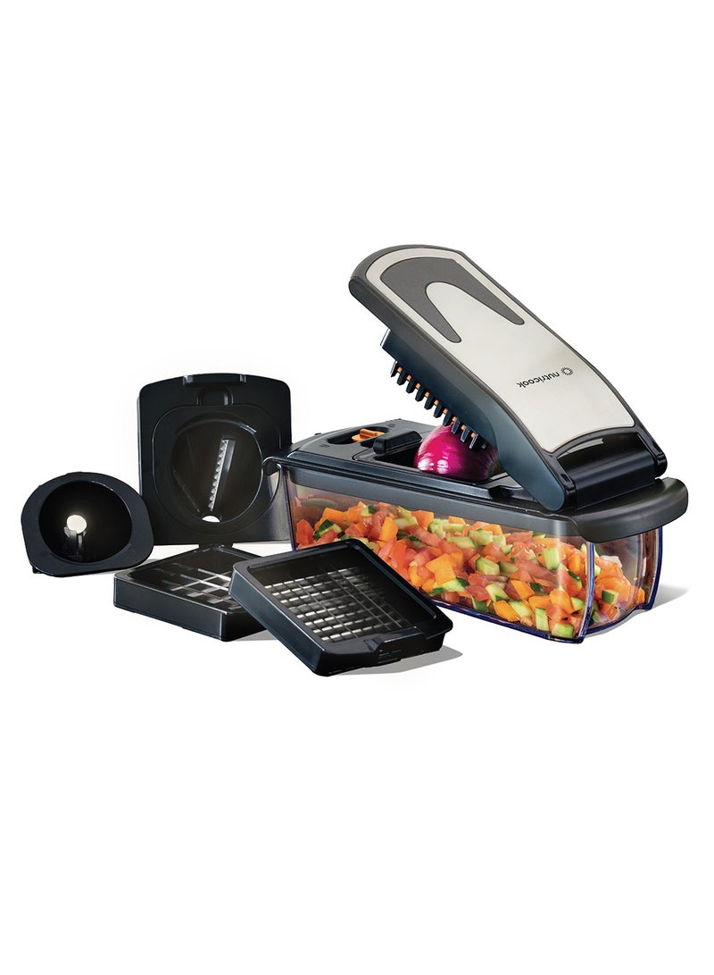 nutricook 4-in-1 Vegetable Chopper & Spiralizer – BPA-Free, Compact Food Prep Tool with Stainless Steel Blades, Self-Cleaning Grid – Chop, Dice, Spiralize & Ribbon Cut for Salads & Cooking - Image 1