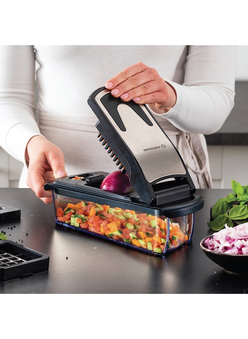 nutricook 4-in-1 Vegetable Chopper & Spiralizer – BPA-Free, Compact Food Prep Tool with Stainless Steel Blades, Self-Cleaning Grid – Chop, Dice, Spiralize & Ribbon Cut for Salads & Cooking - Image 3