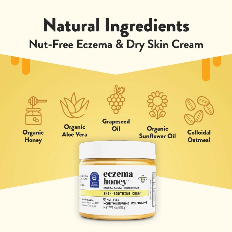 ECZEMA HONEY Nut-Free Original Skin-Soothing Cream - Honey Lotion For Dry & Sensitive Skin - Natural Eczema Cream for Adults & Kids - Itchy Relief Cream for Eczema, Psoriasis, Dermatitis & More (4 Oz) - Image 2