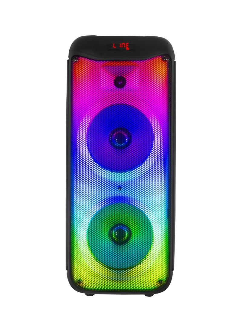 STAR TRACK Star Track HALO WAVE G1 – 100W TWS Bluetooth Speaker System | Dual 10" Bass Drivers, 1.5" Tweeter, Guitar Input, Wireless Mic, FM, Flame Lights, USB/TF/AUX/DC, Mic Controls | ST-TS100W-AD  - Image 1