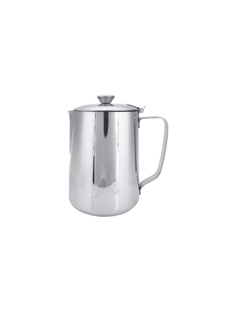GGOOT Milk Frothing Jug - Stainless Steel Coffee Frothing Cup Mug, Milk Frothing Pitcher Jug with Lid, for Latte Coffee Art(1000ml) - Image 1