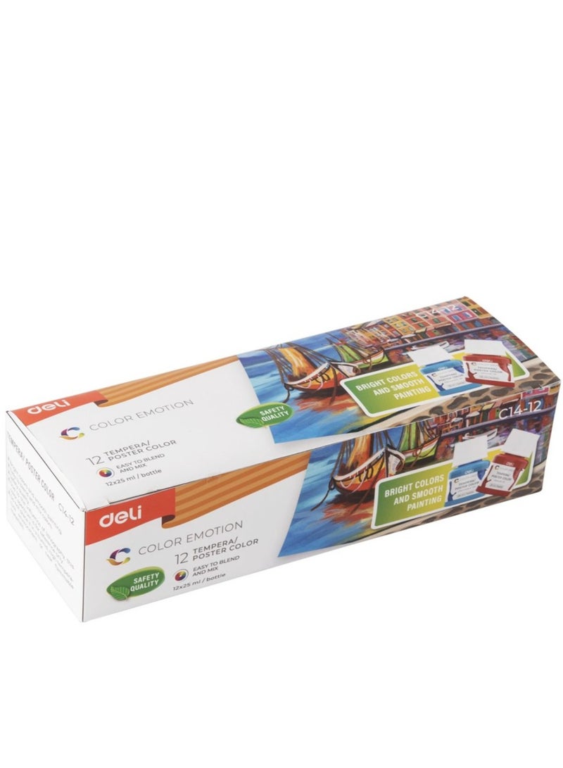 Deli 12-Piece Gouache Colours 25ml Per Bottle - Image 1