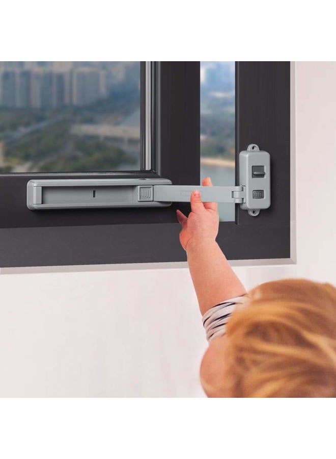 Eudemon Window Lock Children Protection Window Restrictor Child Safety Window Stopper Falling Prevention Locks Limiter Easy To Install and Use 3M VHB Adhesive No Tools Need or Drill (Grey, 1 Pack) - Image 1
