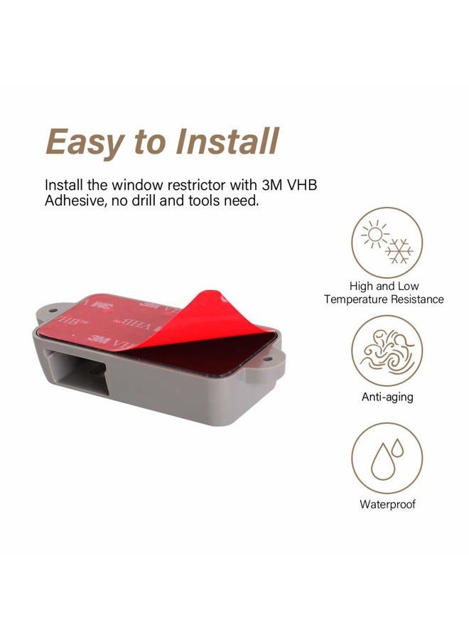 Eudemon Window Lock Children Protection Window Restrictor Child Safety Window Stopper Falling Prevention Locks Limiter Easy To Install and Use 3M VHB Adhesive No Tools Need or Drill (Grey, 1 Pack) - Image 4