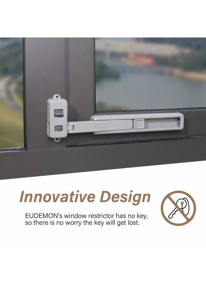 Eudemon Window Lock Children Protection Window Restrictor Child Safety Window Stopper Falling Prevention Locks Limiter Easy To Install and Use 3M VHB Adhesive No Tools Need or Drill (Grey, 1 Pack) - Image 2