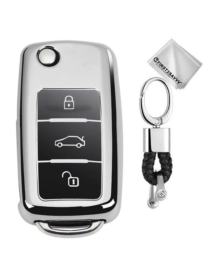 NIBEMINENT Electroplating Opening Full Coverage Car Key Case With Ring - Image 1