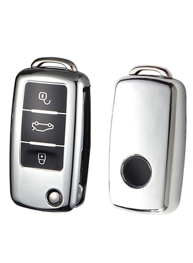 NIBEMINENT Electroplating Opening Full Coverage Car Key Case With Ring - Image 2