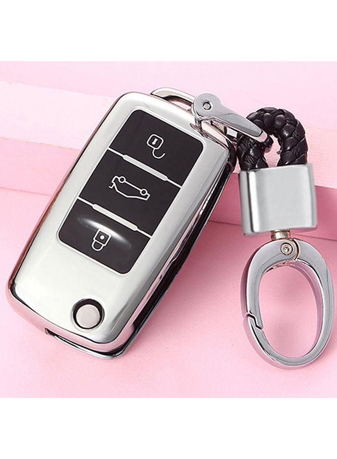 NIBEMINENT Electroplating Opening Full Coverage Car Key Case With Ring - Image 5