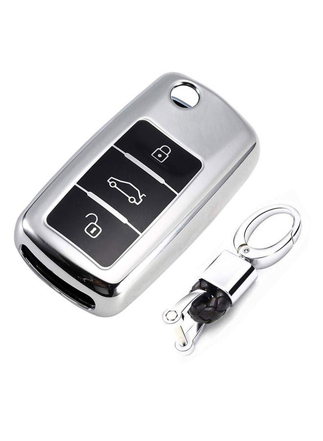 NIBEMINENT Electroplating Opening Full Coverage Car Key Case With Ring - Image 3