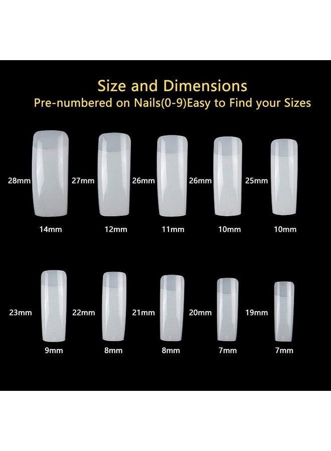 Fameza 200Pcs Square Nail Tips For Acrylic Nails Professional, Fake Clear Natural Acrylic Short Square French Artificial Nail Tips Half Cover With Acrylic Nail Clipper, 2Pcs Nail Files - Image 5
