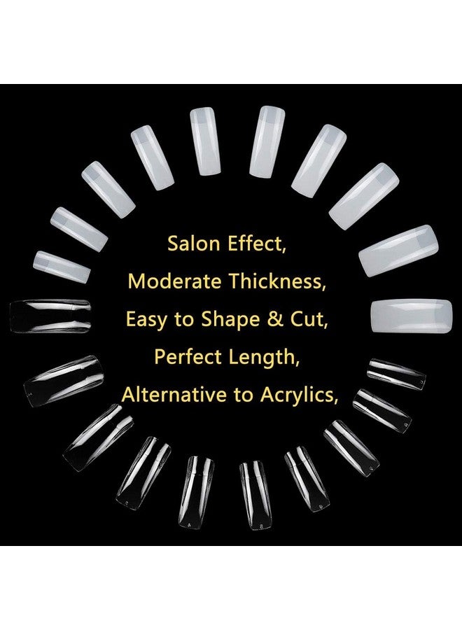 Fameza 200Pcs Square Nail Tips For Acrylic Nails Professional, Fake Clear Natural Acrylic Short Square French Artificial Nail Tips Half Cover With Acrylic Nail Clipper, 2Pcs Nail Files - Image 3