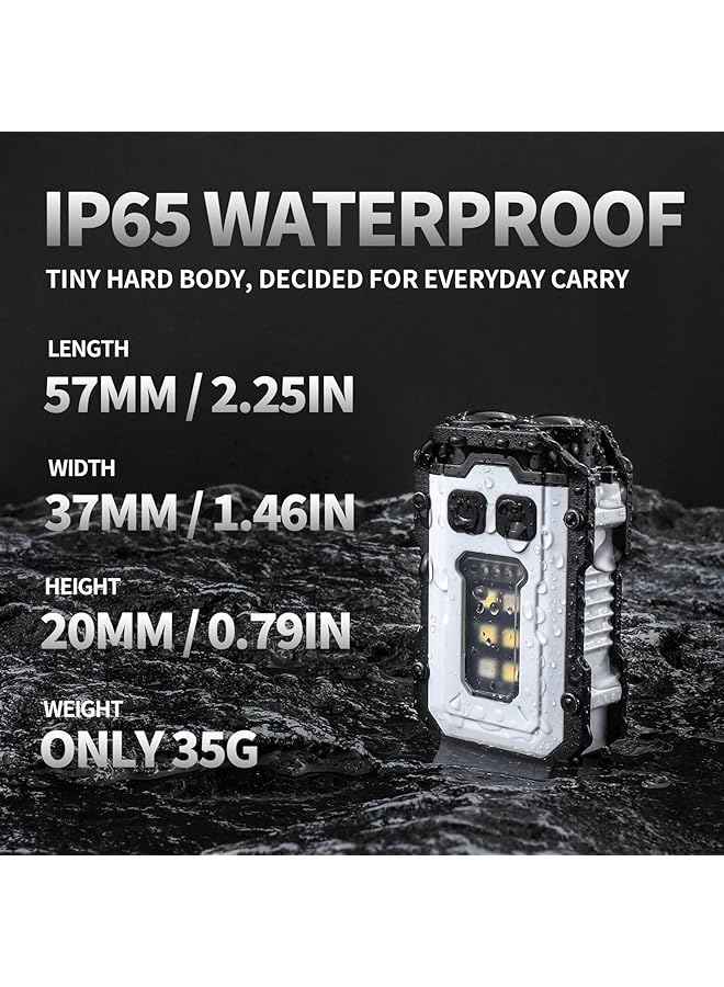 【Upgrade】 Mini Keychain Flashlight with Magnet USB C Rechargeable EDC 800 High Lumens LED  COB Portable Clip on Flashlights 8 Modes Waterproof (White) - Image 4