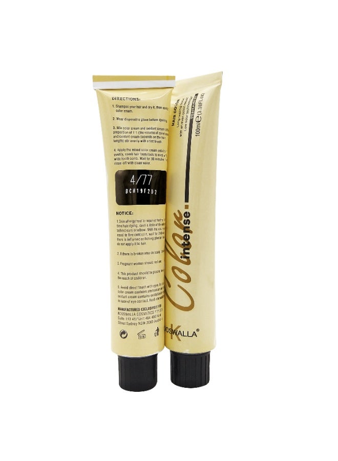 Kooswalla Hair Color - 4/77 Medium Intense Brown 100ml - Image 3