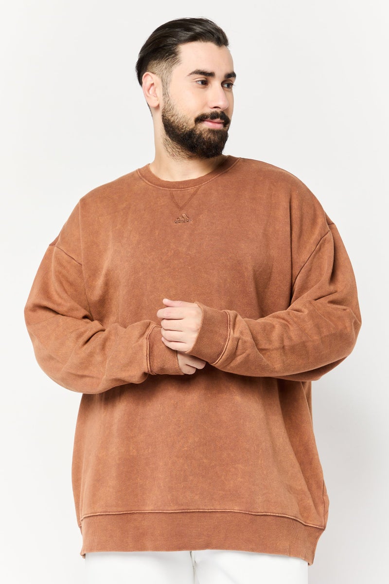 Adidas Men Sportswear Fit Long Sleeves Outdoor Sweatshirt, Brown  - Image 1