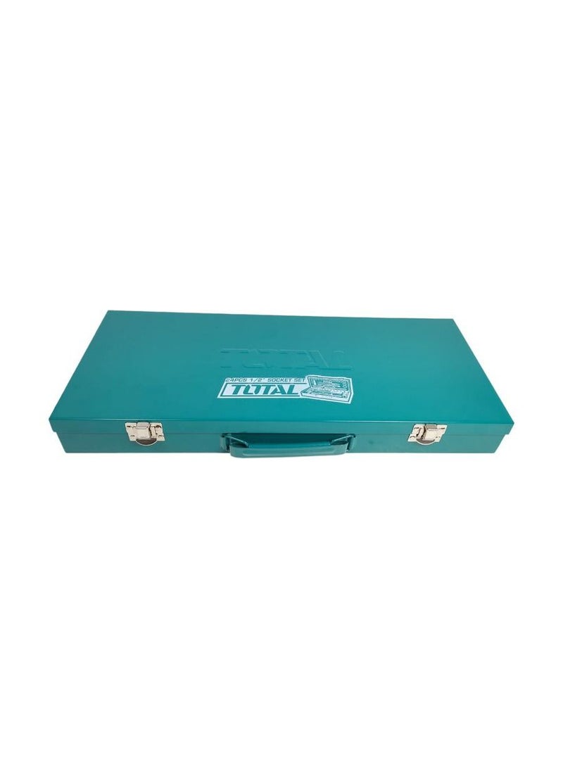توتال T0TAL THT141253 24 قطعة 1/2 مجموعة مقابس مجموعة أدوات طقم مفتاح ربط بسقاطة مجموعة أدوات يدوية من الكروم الفاناديوم 24 قطعة  - Image 3