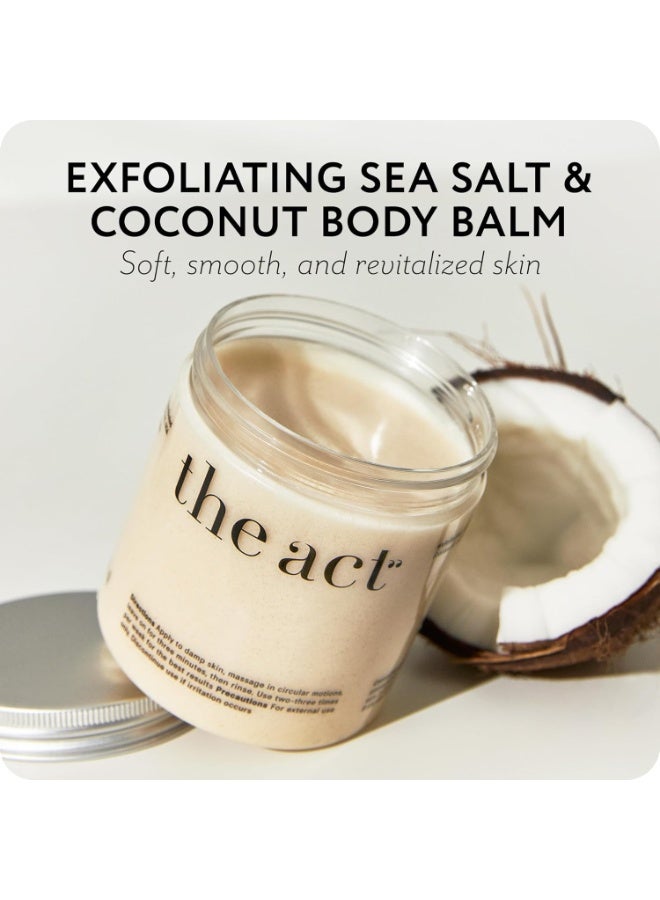 The Act Exfoliating Body Scrub with Sea Salt u0026 Coconut - Nourishing Restores Cleanser Body Balm - Home Spa Care, Vegan, Organic (10.58 Oz, Coconut) - Image 2