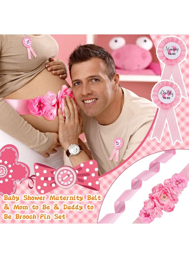 Konohan 53 Pcs Baby Shower Pacifiers Set Include Maternity Sash Pink Acrylic Baby Pacifier It's a Girl Ribbon Pacifier Necklaces Mom and Dad to Be Pin for Baby Shower Charms Gender Reveal Pregnancy Party - Image 5