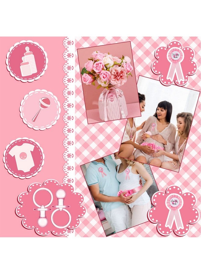 Konohan 53 Pcs Baby Shower Pacifiers Set Include Maternity Sash Pink Acrylic Baby Pacifier It's a Girl Ribbon Pacifier Necklaces Mom and Dad to Be Pin for Baby Shower Charms Gender Reveal Pregnancy Party - Image 3