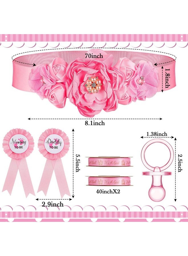 Konohan 53 Pcs Baby Shower Pacifiers Set Include Maternity Sash Pink Acrylic Baby Pacifier It's a Girl Ribbon Pacifier Necklaces Mom and Dad to Be Pin for Baby Shower Charms Gender Reveal Pregnancy Party - Image 2