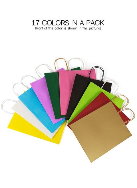 17 Pcs Kraft Paper Bags set Eco-friendly Paper Gift Bag with Handles for Birthday Eid Wedding Celebrations Retail Shopping Bridal Shower Party Favors