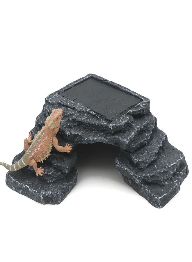 AQUA KT Reptile Basking Platform with Climbing Ramp Ledge Turtle Dock Resting Rock for Bearded Dragon Leopard Crested Gecko Lizard Hide Cave Amphibian Decoration - Image 3