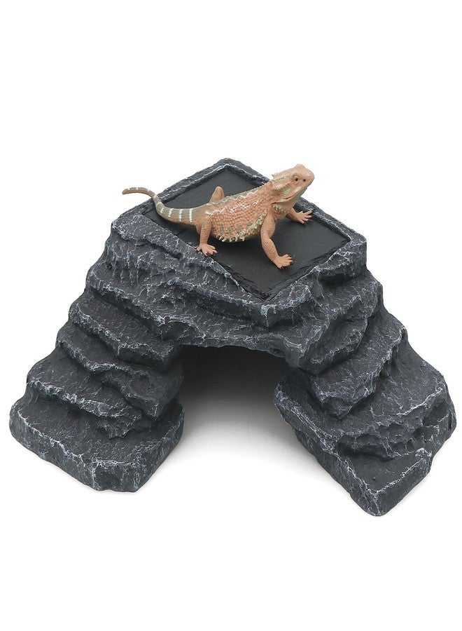 AQUA KT Reptile Basking Platform with Climbing Ramp Ledge Turtle Dock Resting Rock for Bearded Dragon Leopard Crested Gecko Lizard Hide Cave Amphibian Decoration - Image 1