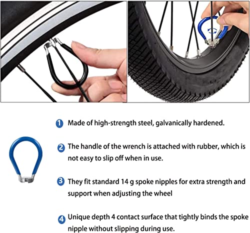 Suprwin Bicycle Spoke Tension Meter Wrench Repair Tool Set, 8pcs Adjustment Bike Bicycle Spoke Indicator Tensiometer Wrench, Wheel Repair Tool W/Valve Wrench/Spoke Wrench/Tire Lever/Hex/Socket Wrench - Image 4