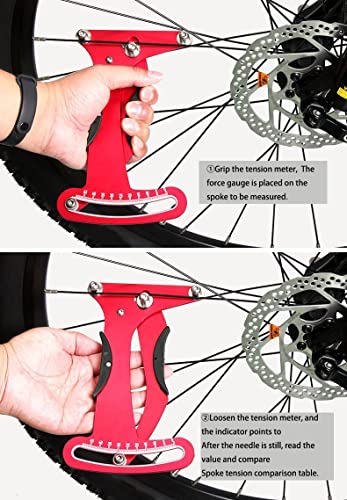 Suprwin Bicycle Spoke Tension Meter Wrench Repair Tool Set, 8pcs Adjustment Bike Bicycle Spoke Indicator Tensiometer Wrench, Wheel Repair Tool W/Valve Wrench/Spoke Wrench/Tire Lever/Hex/Socket Wrench - Image 3