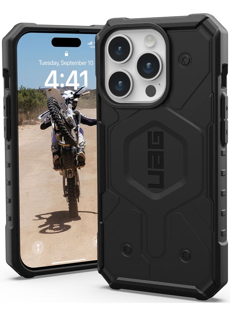 Urban Armor Gear UAG Pathfinder MagSafe for iPhone 15 Pro Case Cover [18 Feet Drop Tested]  - Black  - Image 1
