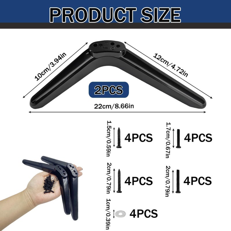 Duoxiate TV Pedestal Feet Stand Mount, Universal Replacement TV Stand Base Legs, Table Desk Pedestal TV Stand Feet Legs, TV Legs for Most TCL 32in/40in/49in/50in/55in TVs, Screws Included - Image 3