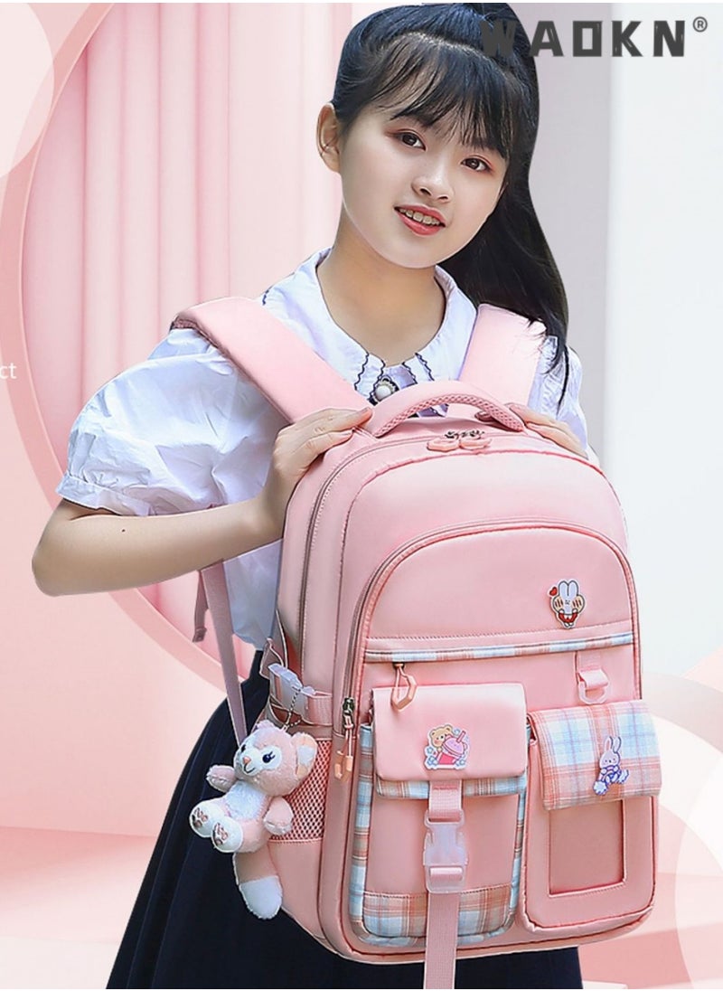 WAOKN - Girls School Backpacks Book Bag with Compartments for Teen Girl Kid Students Elementary School Kids' School Bag Anti Theft Women Casual Daypack - Image 1