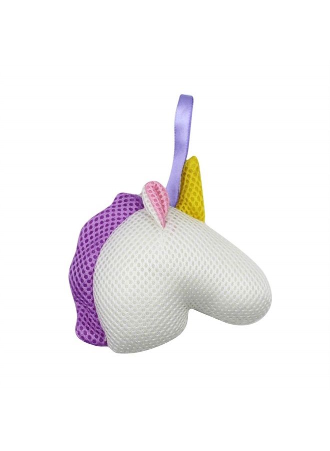 Suillty Unicorn Cartoon Animal Bath Shower Sponge Pouf Loofahs - Eco-Friendly Exfoliating Mesh Brush Mesh Bath Shower Ball Sponge - Exfoliate, Cleanse, Soothe Skin (White) - Image 1
