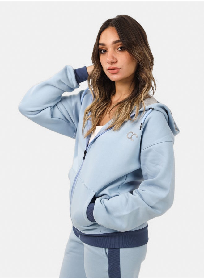 SHECHICK Shechick Two-Tones Blue Zipper Hoodie  - Image 2