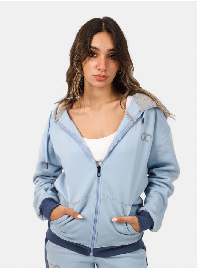 SHECHICK Shechick Two-Tones Blue Zipper Hoodie  - Image 3