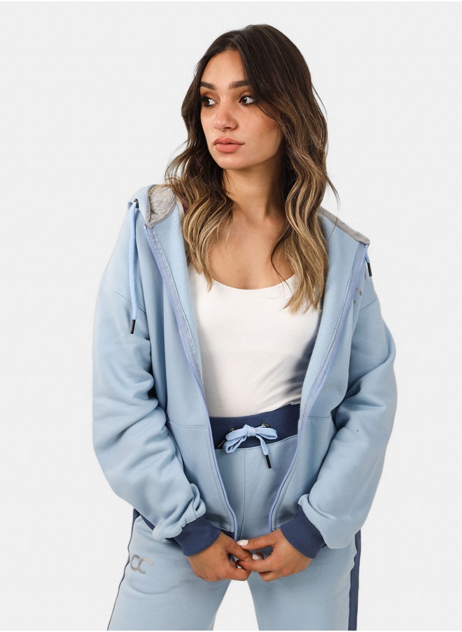 SHECHICK Shechick Two-Tones Blue Zipper Hoodie  - Image 1