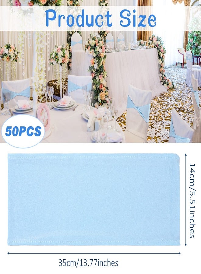 بريلينج 50 قطعة من أربطة الكراسي المصنوعة من الإسباندكس بدون مشبك، أربطة بسيطة مزينة بفيونكة خفيفة، أربطة مطاطية للكراسي، أربطة مطاطية للكراسي، أربطة لحفلات الزفاف والمناسبات الفندقية (أزرق) - Image 2