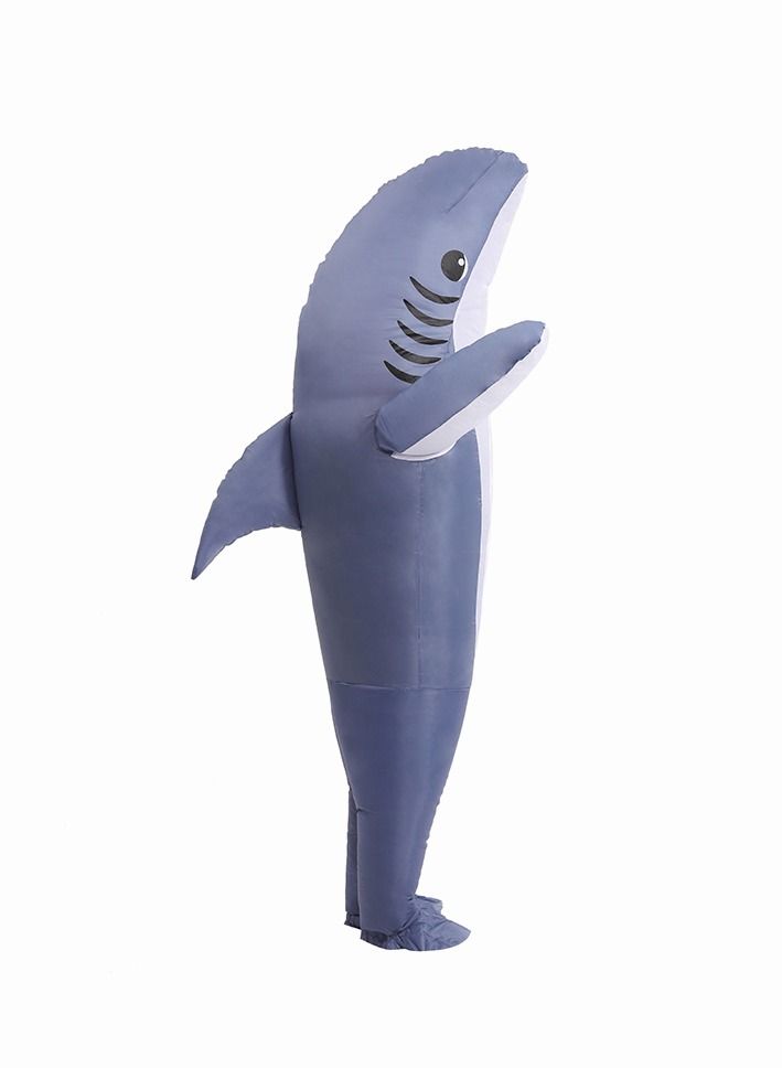 Inflatable Shark Costume for Adult Funny Inflatable Costumes Cosplay Halloween  Costume Grey/White - Image 3