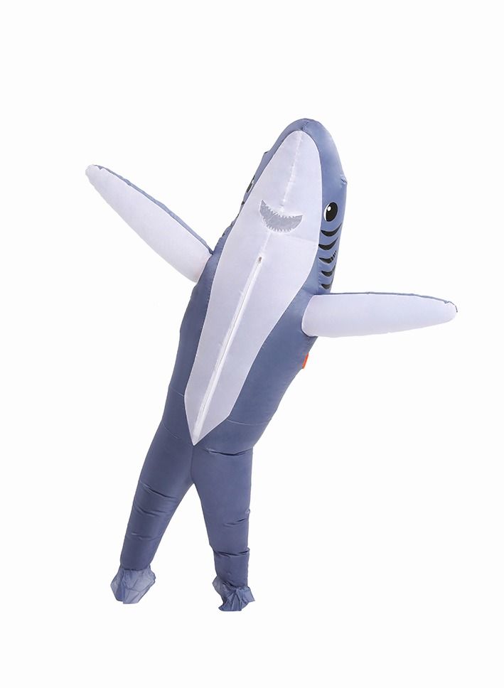 Inflatable Shark Costume for Adult Funny Inflatable Costumes Cosplay Halloween  Costume Grey/White - Image 4