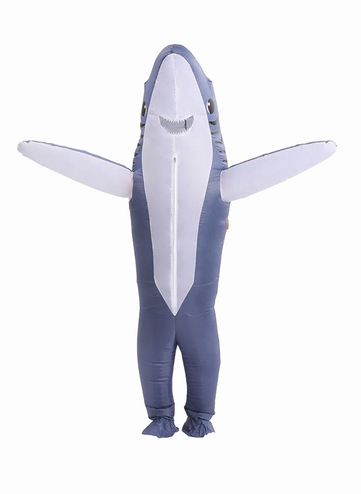 Inflatable Shark Costume for Adults - Grey Blow Up Shark Onesie with Fins & Tail, Funny Animal Cosplay Suit for Halloween Parties, Carnival & Stage Performances（150cm-190cm） - Image 2