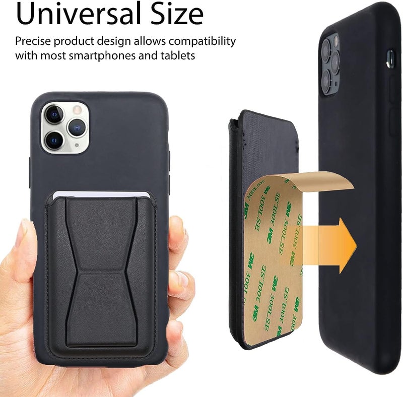 ClickCase حافظة بطاقات الائتمان من تانغو جلد ميترو، لحافظة الهاتف المحمول أو العلبة | حامل | شريط لاصق مزدوج 3M لحافظة بطاقات لجميع الهواتف الذكية (أسود) - Image 4