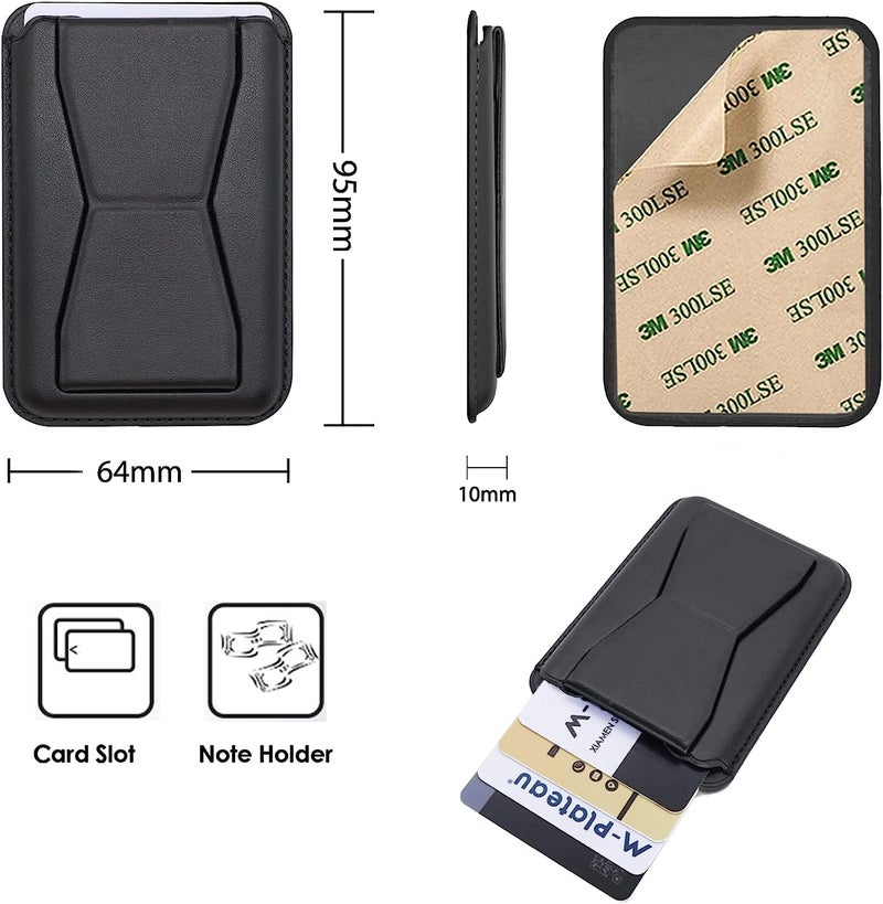 ClickCase حافظة بطاقات الائتمان من تانغو جلد ميترو، لحافظة الهاتف المحمول أو العلبة | حامل | شريط لاصق مزدوج 3M لحافظة بطاقات لجميع الهواتف الذكية (أسود) - Image 3