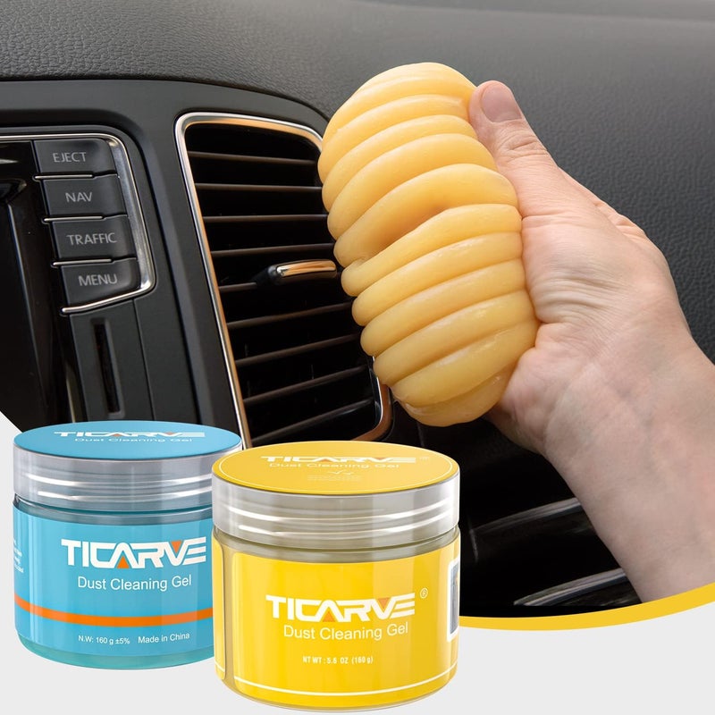 TICARVE 2Pack Cleaning Gel for Car Putty Car Cleaning Auto Gel Detail Tools Car Interior Cleaner Universal Dust Removal Gel Car Vent Cleaner Keyboard Cleaner Blue Yellow - Image 1