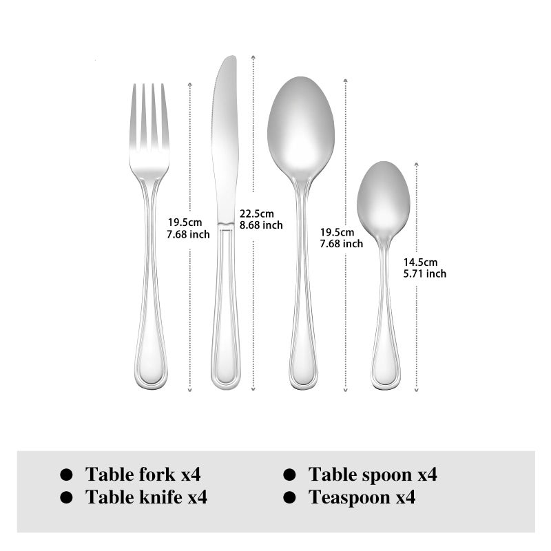 OTTO KONING Frankfurt Cutlery Set for 4, 16 Piece Stainless Steel Silver - Image 2