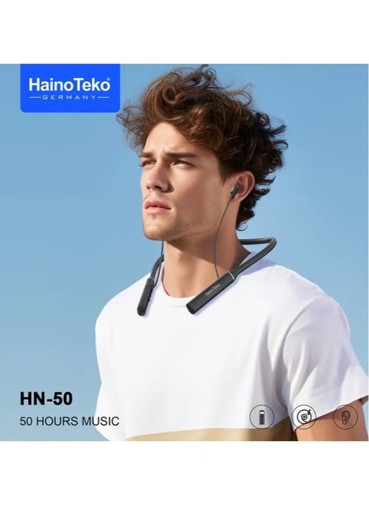 Haino Teko Neckband Wireless Earphone Black - Bluetooth 5.0, Comfortable Design, Long Battery Life, Sweatproof, HD Sound, Magnetic Earbuds, Noise Cancelling, Perfect for Sports, Workouts, and Travel - Image 2