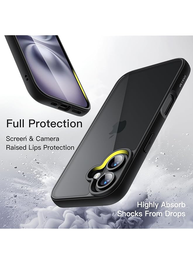 جي تيك جراب لهاتف iPhone 16 مقاس 6.1 بوصة، غطاء ممتص للصدمات بلون سادة غير لامع مصنوع من مادة TPU ومضاد للخدش وظهر شفاف أسود - Image 4