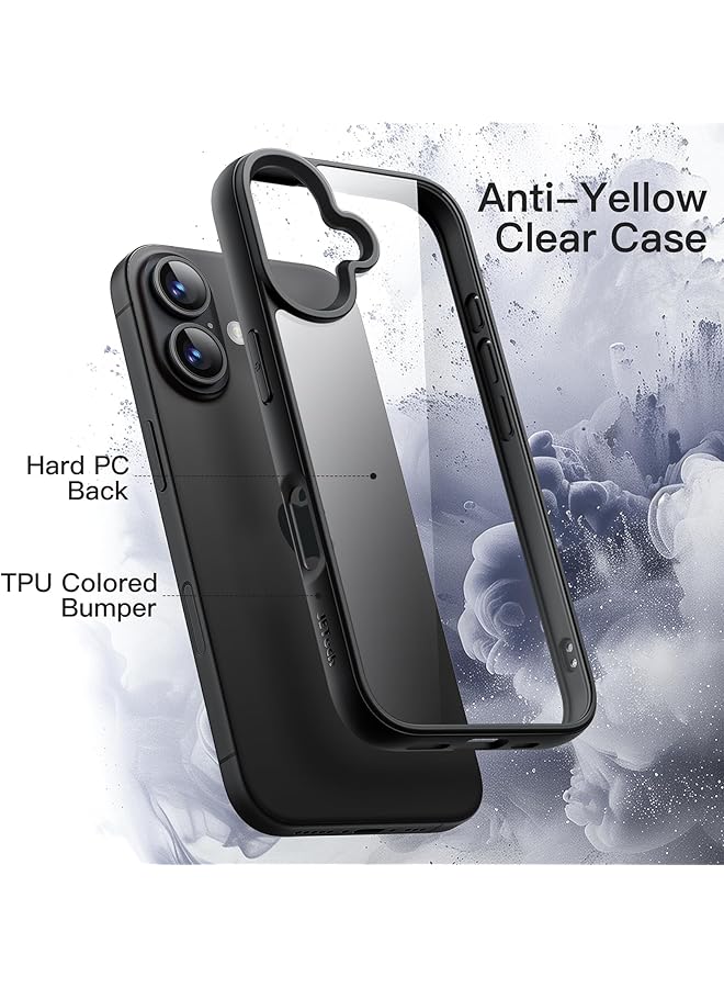 جي تيك جراب لهاتف iPhone 16 مقاس 6.1 بوصة، غطاء ممتص للصدمات بلون سادة غير لامع مصنوع من مادة TPU ومضاد للخدش وظهر شفاف أسود - Image 3