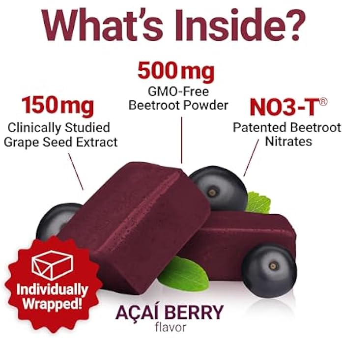 Force Factor Total Beets Blood Pressure Support Supplements with Beet Powder, Great-Tasting Beets Chewables for Heart-Healthy Energy, and Increased Nitric Oxide, 60 Chews - Image 4